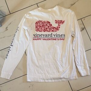 Vineyard Vines White and Red Valentine's Long Sleeve Shirt